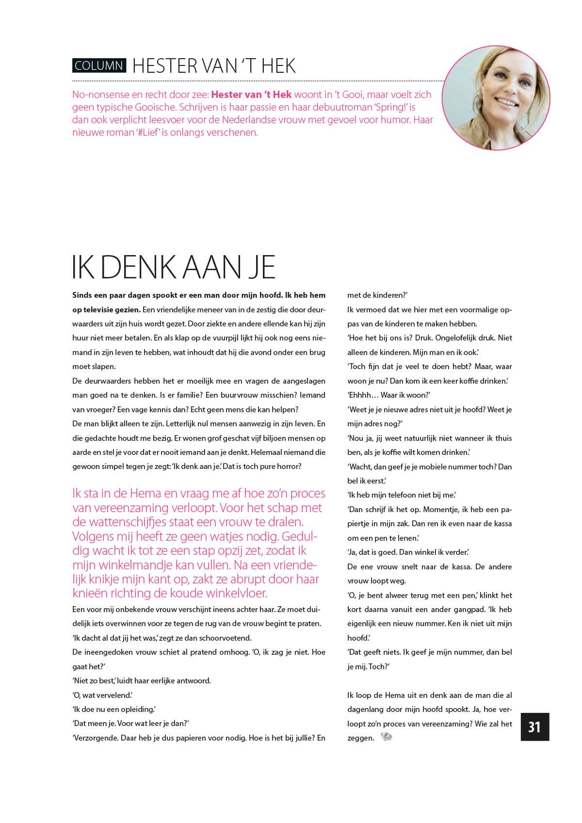 Hester van 't Hek - Gooisch - Column